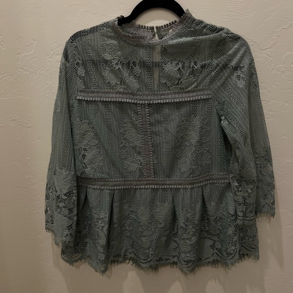 Chance or Fate Tops - Chance or Fate Lace Blouse in Soft Blue